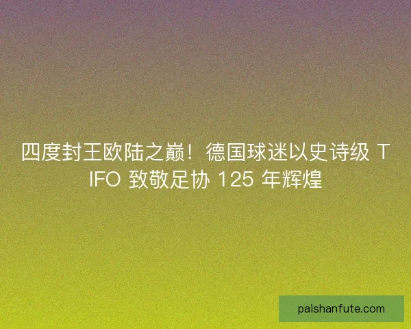 四度封王欧陆之巅！德国球迷以史诗级 TIFO 致敬足协 125 年辉煌